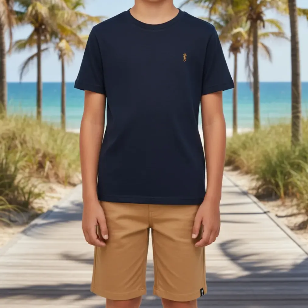 Conj Infantil Camiseta Malha Short Moletinho Onda Marinha