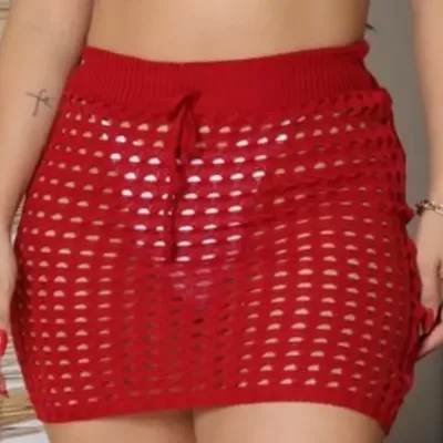 Saia Femina Furão Com Cordão Na Cintura Moda Praia