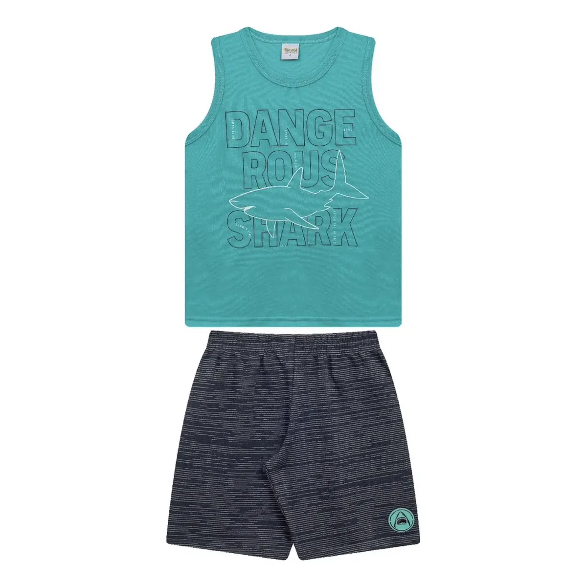 Conjunto Infantil Regata Malha Bermuda Moletom Tile E Sul