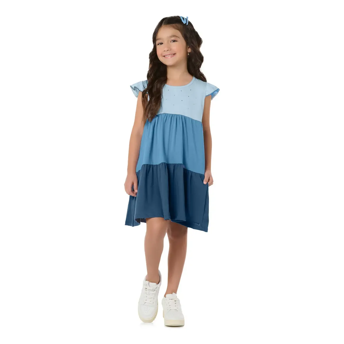 Vestido Infantil De Malha Três Maria Tile E Sul