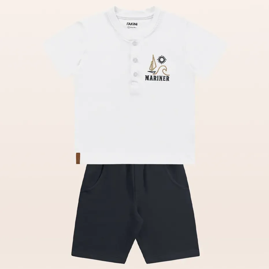 Conjunto Infantil Camiseta Malha Short Moletinho Fakinhi