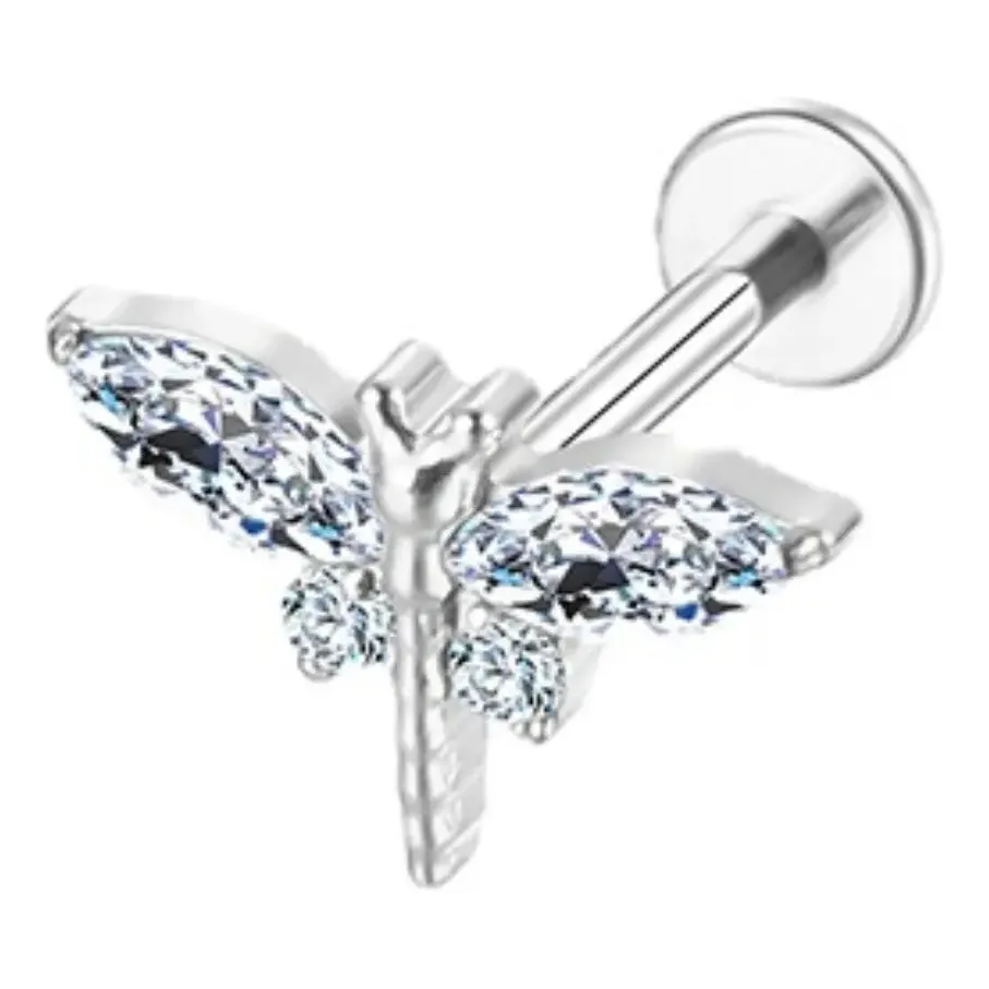 Piercing Helix Conch Tragus Labret Titânio Pvd Libelula