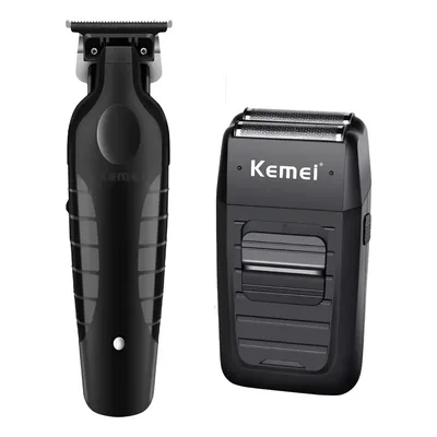 Kit Cortador de Cabelo e Barbeador Kemei 2299 1102 Sem Fio Recarregável