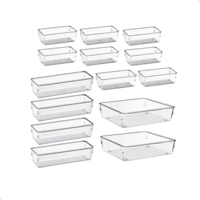Kit Organizadores Com 14 Multiuso Gavetas Empilhavel