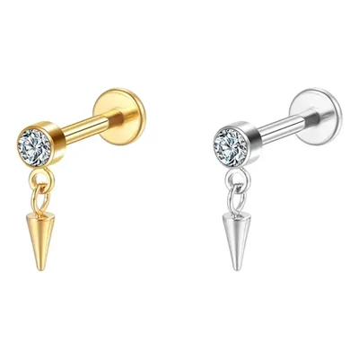 Piercing Labret Titânio Pvd Ponto De Luz Com Pingente 1.2x8