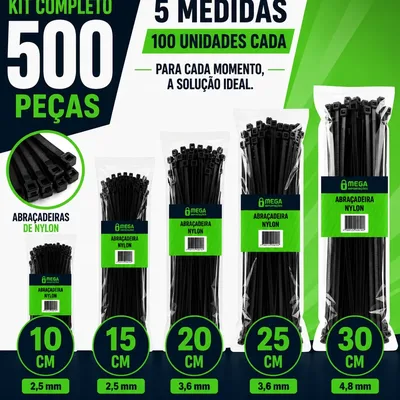 Kit 500 Abraçadeira Nylon Hellerman Plástica Enforca Gato Preto
