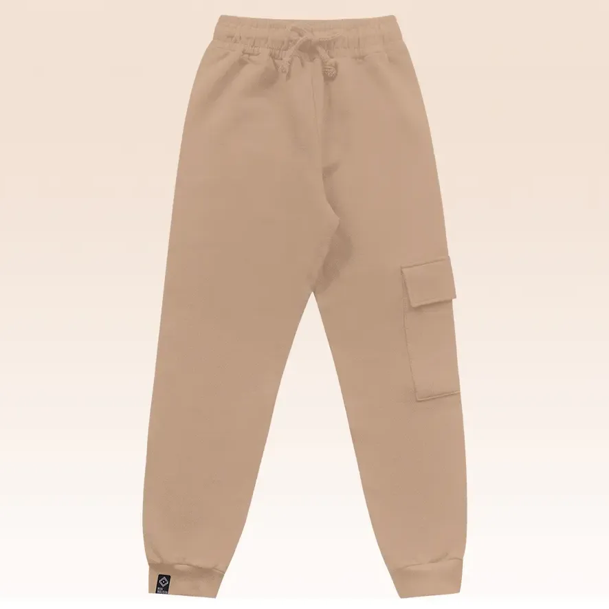 Calça Infantil Juvenil Moletom Flanelada Bolso Cargo Fakini