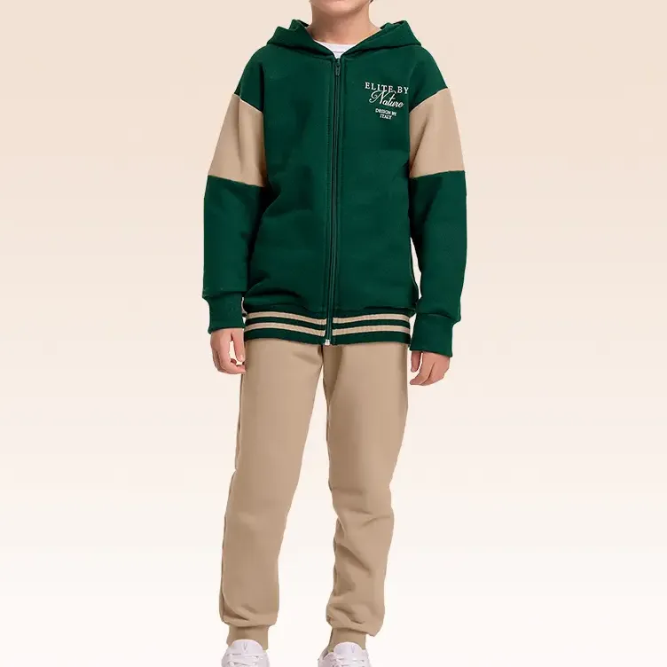 Conjunto Infantil Jaqueta Capuz Malha E Calça Moletom Fakini