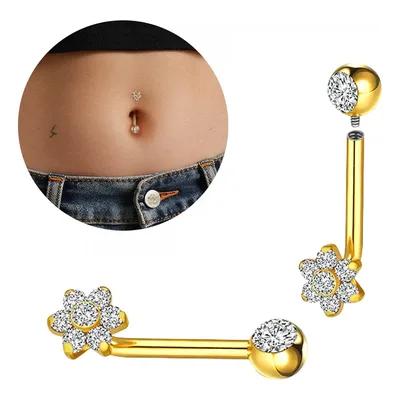 Piercing Christina Titânio Pvd Intimo Flor Zircônia