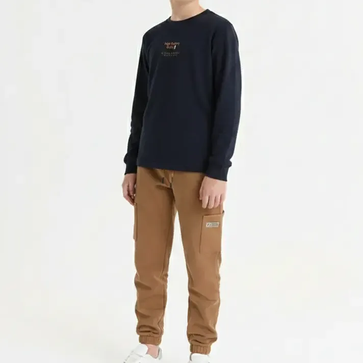 Conjunto Juvenil Camiseta Malha Jogger Moletom Onda Marinha