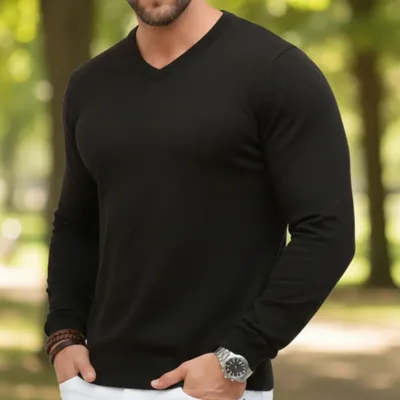 Suéter Masculino Inverno Frio Gola V Social Casual Tricot