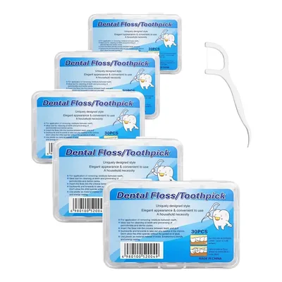 Kit 5 Caixas Fio Dental Com Haste Limpeza Bucal Profunda Sem Sabor