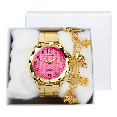 Relógio Feminino De Pulso Pallyjane Aço Dourado Rosa Prova D'Água