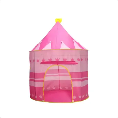 Cabana Infantil Barraca Castelo Rosa Dobrável De Fora Poliêster 2-8 Anos