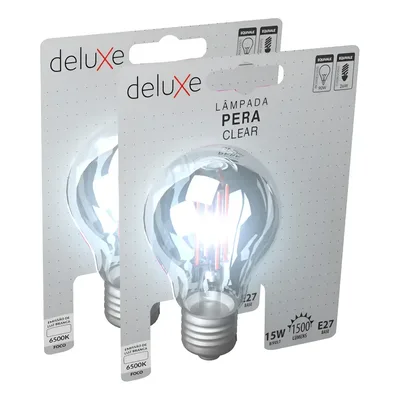 Kit 2 Lampadas Led Pera Filamento Clear 15w 6500k Branco Frio E27 Cod: 352061371-2 Deluxe By Avant
