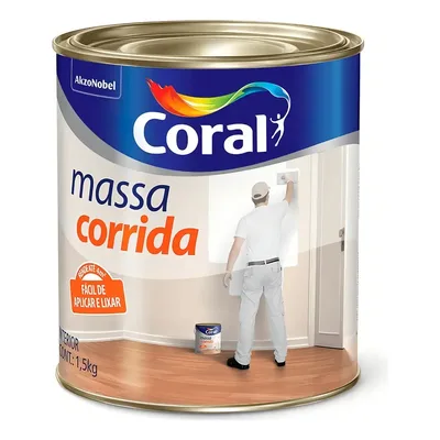 Massa Corrida PVC Branca Fosca Interior 1,5kg Coral Fácil Aplicação