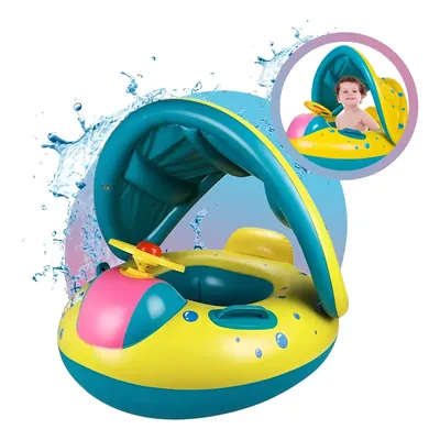 Boia Bote Bebê Infantil Inflável Piscina Praia Bote Cobertura Proteção UV Kizumba