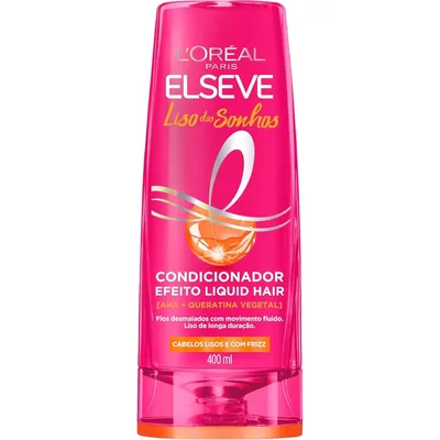 L'Oréal Paris Elseve Liso dos Sonhos Condicionador, com Efeito Liquid Hair, Enriquecido com AHA e Queratina Vegetal para Alinhamento Capilar e Brilho Intenso, 400ml