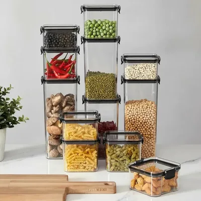 Kit 12 Potes Herméticos Quadrados Haushop Para Alimentos Transparente
