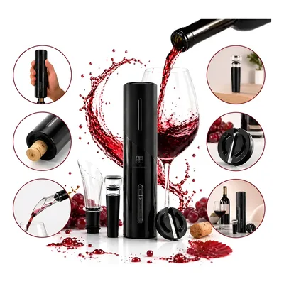 Abridor De Vinho Elétrico Usb Recarregável Saca Rolha Preto