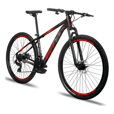 Bicicleta Aro 29 Gts Feel Full 24 Marchas Freios A Disco Cor Preto E Vermelho Tamanho Do Quadro 21