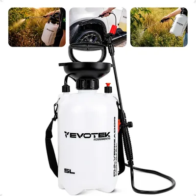 Pulverizador Borrifador 5 Litros Alta Pressão Jardim E Horta Cor Branco