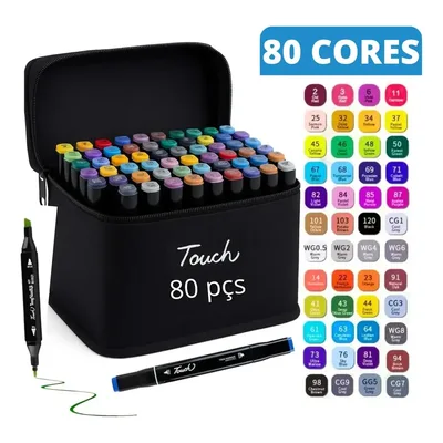 Kit Canetinhas 80 Cores Bobbie Goods Ponta Dupla Colorir Colorido