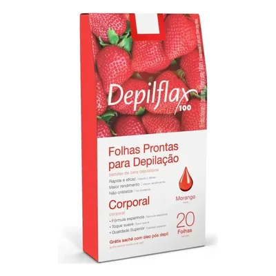 Depilflax Folhas Prontas P/ Depilação Corporal Morango C/20