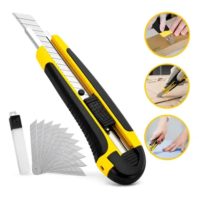 Estilete Profissional 18mm Emborrachado + 12 Lâminas Extras