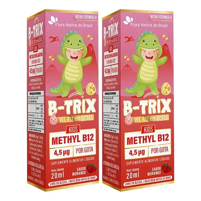 Kit Com 2 Vitaminas B12 Metilcobalamina Infantil Sabor Morango Flora Nativa