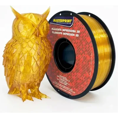 Filamento De Impressora 3d Petg 1,75mm 1kg Preto Masterprint Cor Amarelo Translúcido