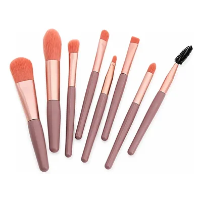 Kit 8 Pinceis Pincel Base Maquiagem Pincel Para Sobrancelha Rosa