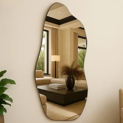 Espelho Lopazzi Orgânico 70 E 90 Polido Design Moderno Luxo Moldura Magnus 90x40cm Suporte