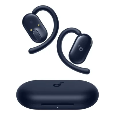 Soundcore V20i da Anker, Fone de Ouvido Bluetooth 5.4 Aberto Esportivo, LED Sincroniza Música, Graves Potentes 4 Microfones, Ganchos Ajustáveis, Confortável, Encaixe Perfeito, IP55 36H, Gamer, Azul