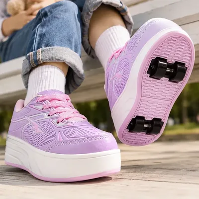 Tênis 4 Rodinhas Infantil Mini-pé Meninas Diversão Full Lilás/rosa Bb 30/31