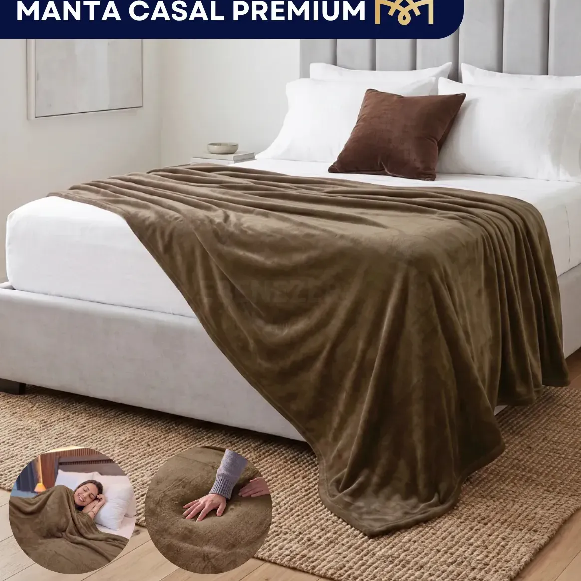 Manta Microfibra Soft Casal Ebenezer Shop 2,20x1,80 Antialérgica Tabaco
