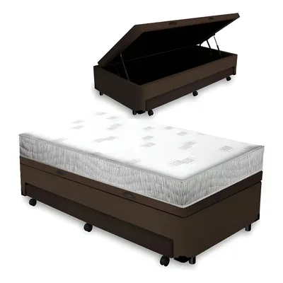Cama Box Baú Solteiro Ortobom Marrom Espuma D23 Com Auxiliar