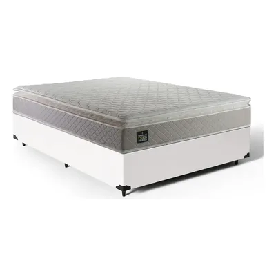 Cama Box + Colchão De Casal Strong D45 One Face 38x188x59cm Cor Branco