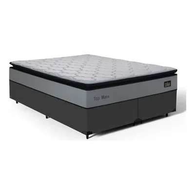 Cama Box Queen Com Colchão De Espuma D33 Pillow Top Maxx Cor Preto