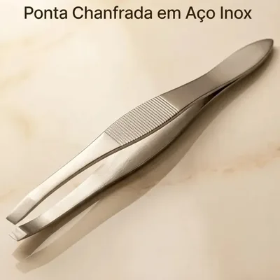 pinça sobrancelha profissional chanfrada sobrancelha aço Inox Precisão Profissional Dor Block Não Corta o Fio Pega Pelo Fino Esterilizável