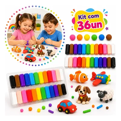 Kit 36 Massinha Eva Estica E Pula Fácil De Modelar Infantil Colorido