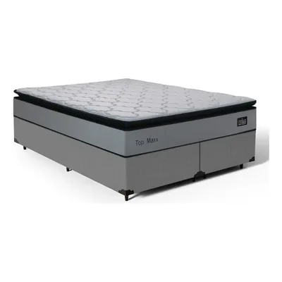 Cama Box Queen Com Colchão De Espuma D33 Pillow Top Maxx Cor Cinza