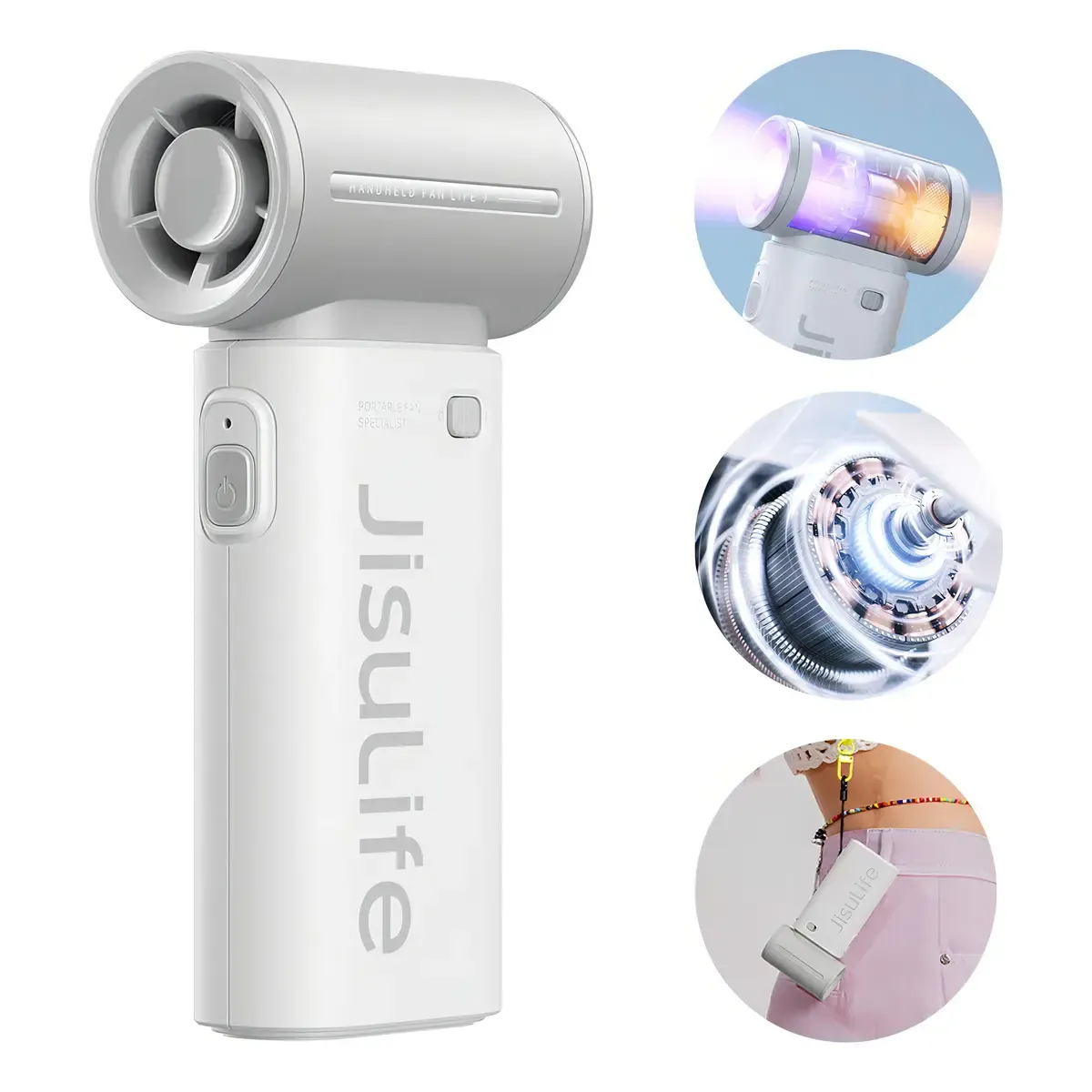 JisuLife Mini Ventilador de Mão Portátil USB Recarregável 5000mAh 5 Velocidades