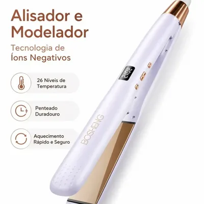 Prancha De Cabelo Chapinha Pracha Profissional 30 Niveis De Ajuste Prancha Com Display LCD lons Negativos Nutrem Os Cabelos 2 Em 1 Bivolt Pranchar Profissional Titanium 127/220v