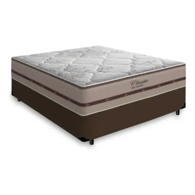 Box Casal + Colchão Anjos Classic Molas Ensacadas - 138cm Cor Marrom