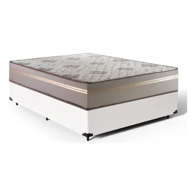 Cama Box + Colchão D33 De Casal - Millenium One Face 138cm Cor Branco