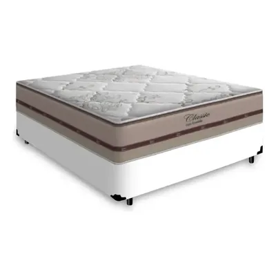 Box Casal + Colchão Anjos Classic Molas Ensacadas - 138cm Cor Branco