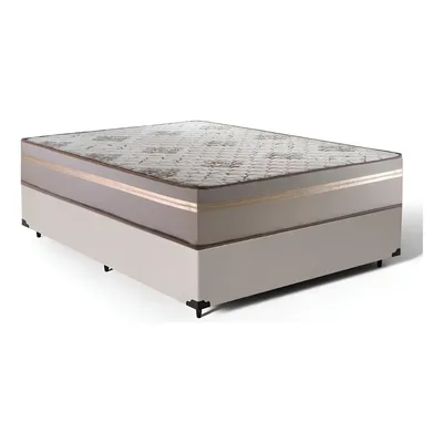 Cama Box Casal + Colchão De Espuma D33 - Millenium - Oneface Cor Bege