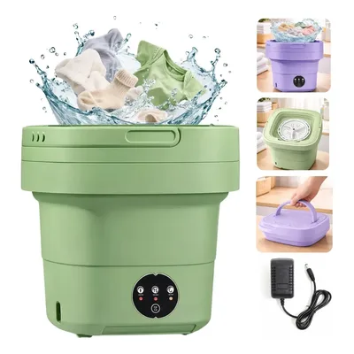 Mini Máquina De Lavar Roupa Centrífuga VLX 11L Portátil Bivolt Roxo/verde