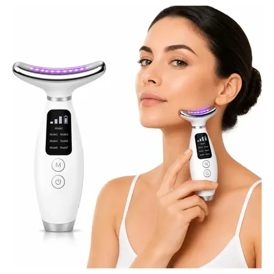 Massageador Facial E Pescoço Led 7 Cores Com Radiofrequência 127/220v